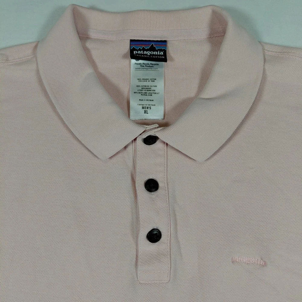 Patagonia Mens XL Pink Organic‎ Cotton Short Sleeve Pique Polo Shirt